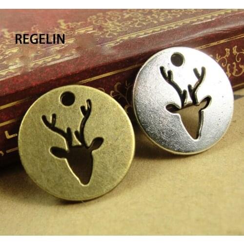 REGELIN Charms round Hollow Pendant Antique bronze Zinc Alloy 20pcs 18*20mm Bracelet Necklace DIY Metal Jewelry Accessories