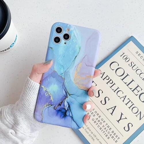 Luxury Gold Foil Marble Texture Phone Case for iPhone 11 12 Mini Pro Max XS Max X XR 7 8 Plus Matte Soft IMD Silicon Back Cover