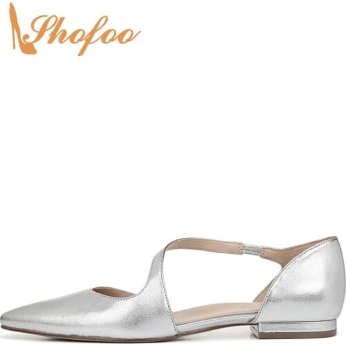 Sliver Black Closed Pointed Toe D'orsay Flats Woman Large Size 11 12 Slip On For Ladies Summer Dress Shoes Fashion Mature 2021