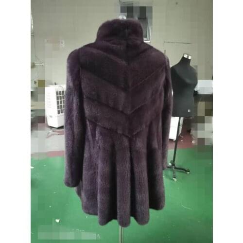 Real Mink Fur Coat New Winter Womens Luxury Natural Mink Fur Outwear