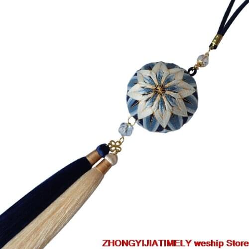 Blue Chrysanthemum Temari hand ball/Temari ball Material package(make by yourself DIY Key buckle Pendant gift