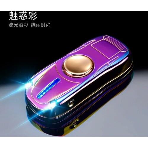 Sports Car Creative Fingertip Gyro Cigarette Lighter USB Rechargeable Lighter with Light and Changeable Wire Gadgets for Men