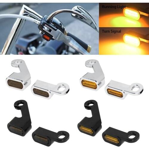 Motorcycle Mini LED Turn Signals Indicators Running Blinker Amber Light With E Mark Handle Grip Lamp For Harley Softail Touring