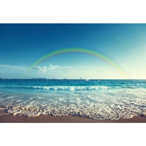 VinylBDS Photography Backdrops Baby Background Sea Beach Backgrounds Rainbow Backdrop Summer Scenery Backdrop for Photo Studio