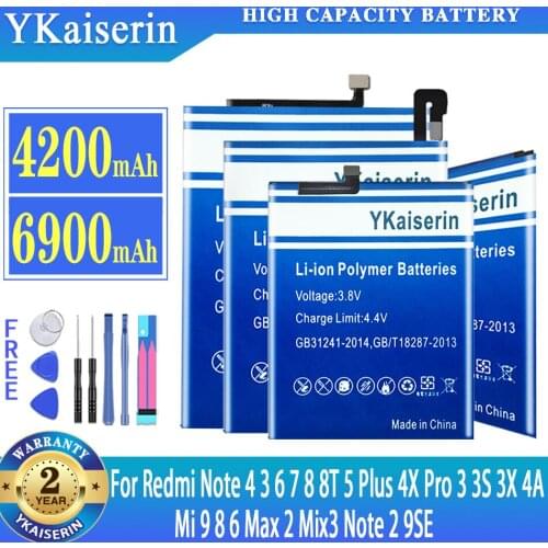 YKaiserin Xiaomi Redmi Note 9 Pro Max Batteries