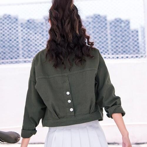 Red Jeans Jacket and Coats for Women Spring Autumn Sweet Short Black Denim Jacket Chaqueta