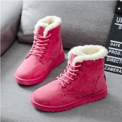 2021 Womens Shoes Snow boots Ladies Winter Flock Warm Boots Martinas Ankle Boots Short Bootie Slip-On Outside Shoes Botas