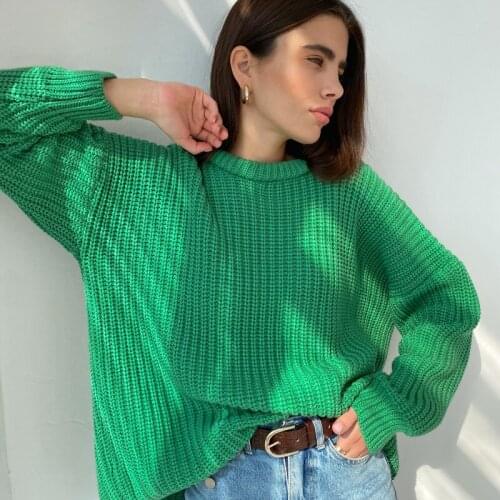 Women Knitted Thicken Pullovers Sweater Autumn Winter Oversize Long Sleeves Casual Loose Sweaters Female Solid Ladies Top