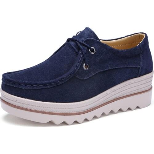 2021 Spring New Cow Suede Sneakers Womens Shoes Thick-soled Leather Fashion Casual Flat Shoes Zapatos De Mujer Plus Size 42