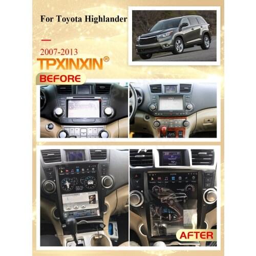 128G Android 9 Tesla Stereo For Toyota Highlander 2009 2010 2011 2012 2013 Car Video Audio Radio GPS Navi Head Unit Auto Stereo