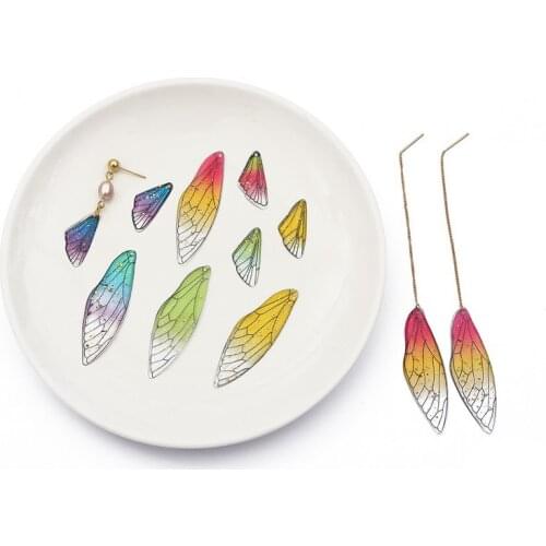 2Pcs(11x25mm/16x50mm each 1pc) Handmade Fairy Simulated Dragonfly Vivid Wings DIY Pendant Earrings Jewelry Findings Making