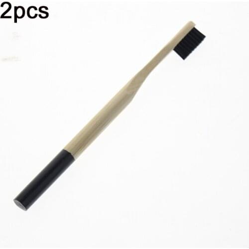 2Pcs/set Round Handle Environmentally Eco Friendly Travel Home Hotel Manual Adult Tooth Brush Bamboo Toothbrush For Women Men