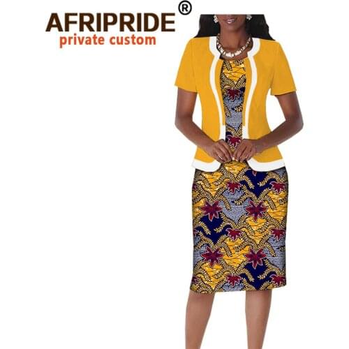 2020 Summer African Dresses for Women Dashiki Coats and Print Dress 2 Piece Set Ankara Clothing Outfits Wax Attire A722665