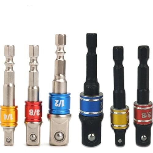 3Pcs Plug Adapter Hexagonal Shank to 1/4 3/8 1/2inch Drill Bit Electric Driver Color Hex Screwdriver Post Pneumatic Tool