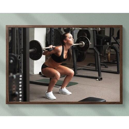 B020 Barbell Power Training Fitness Bodybuilding Women Sexy Beautiful Strong Wall Sticker Silk Fabric Poster Art Indoor Decor