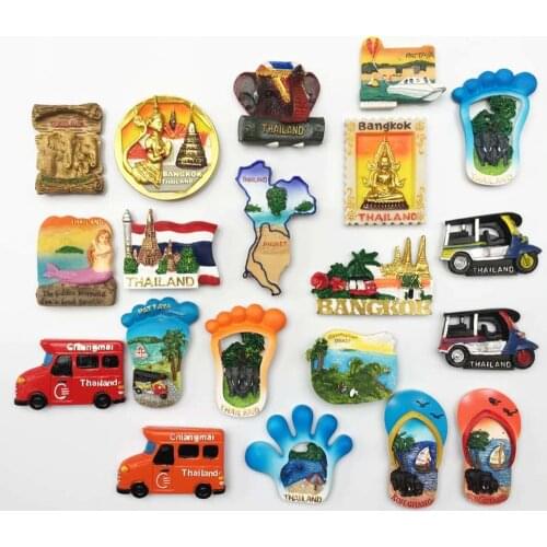 BABELEMI 1pc Resin 3D Fridge Magnet Thailand Bangkok Chiang Mai Phuket Pattaya Koh Chang Tourist Souvenirs Refrigerator Magnets