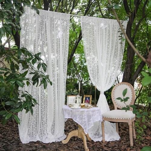 White Delicate Woven Striped Flowers Lace Tulle Voile Bedroom Window Screens Mosquito Net Living Room Sheer Curtains Drapes #5