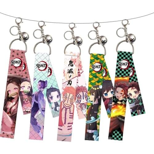 Exquisite Handmade Key Chain Delicacy Backpack Pendant Anime Ribbon Demon Slayer Keychain Blade Keyring Small Gift Accessory