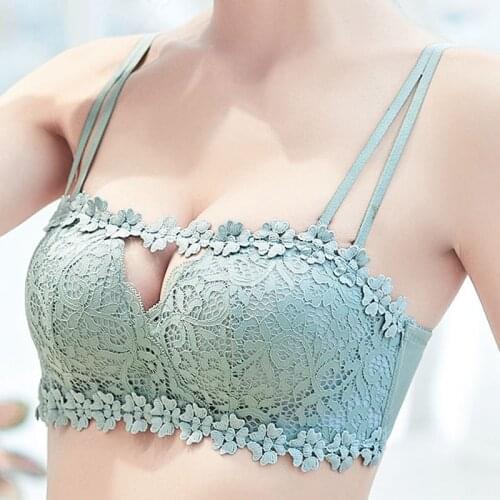 Fashion Thick Cup Sexy Beauty Push Up Bras Lace Back Closure Bralette Lingerie Bra For Women Brassiere Black Beige