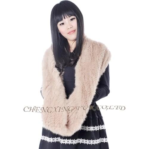 CX-S-123B Hand Knit Rabbit Fur Snood Scarf Winter Casual Real Fur Shawl ~Drop Shipping