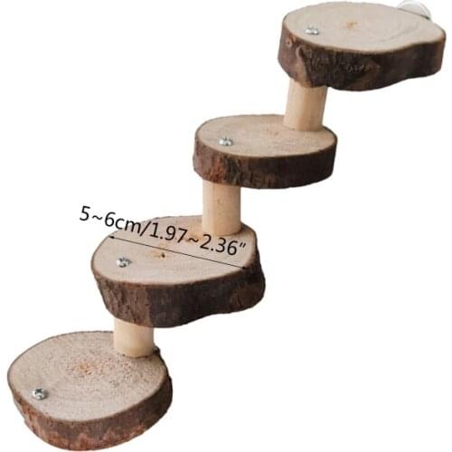 Wooden Parrot Hamster Climbing Ladder Stairs Birds Exercise Perches Stand Molar Q0KA