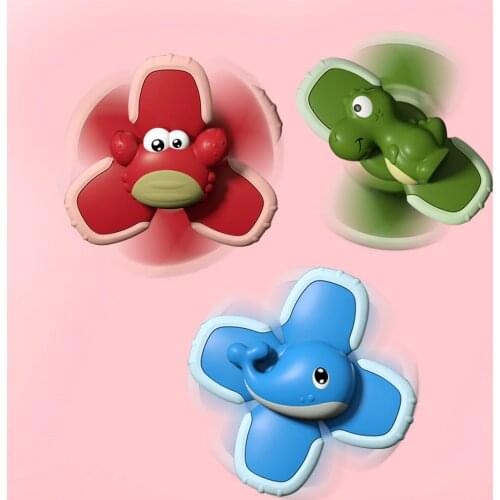 Baby Cute Cartoon Spin Top Bath Toys Teether Bathing Sucker Spinner Suction Fingership Gyroscope Children Kids Spinning Toy Gift