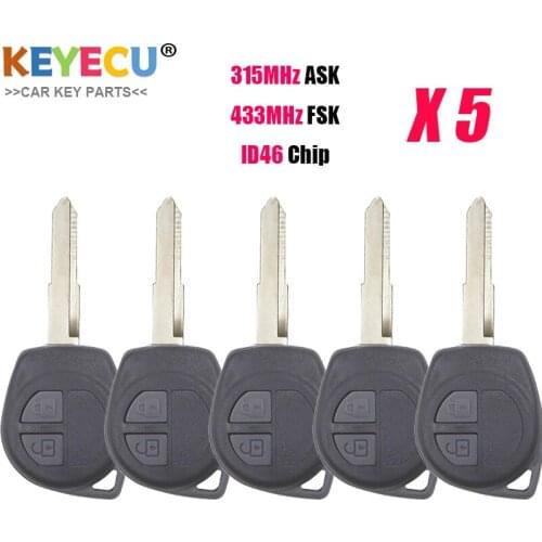 KEYECU 5PCS Remote Key Fob for Suzuki Swift 2007 2008 2009 2010 2011 2012 13 3Y-TS004 315MHz ASK/ 4Y-TS002 FSK 433MHz ID46 Chip