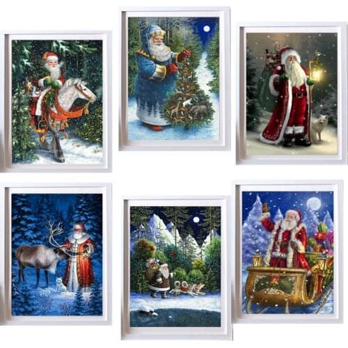 DIY 5D Diamond Embroidery Painting Christmas Santa Claus Cross Stitch Craft Decor 30*40cm W215