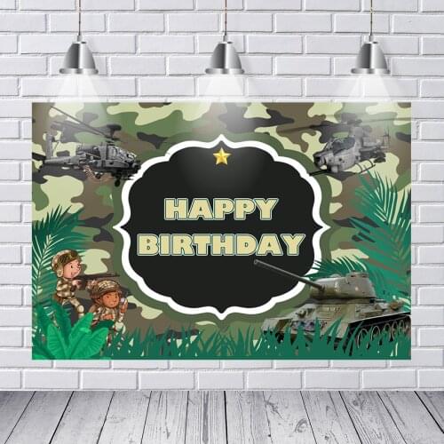 Tank Helicopter Soldier Theme Photography Background Children Toddler Customized Polyester Vinyl Photo Backdrop