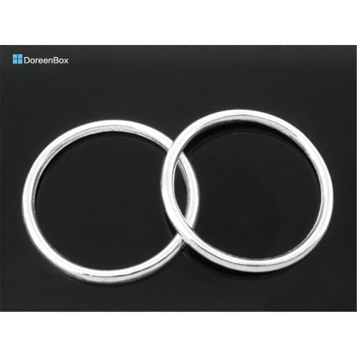 Doreen Box Lovely 50 PCs Silver color Soldered Closed Jump Ring 24mm Dia.Findings (B04315)