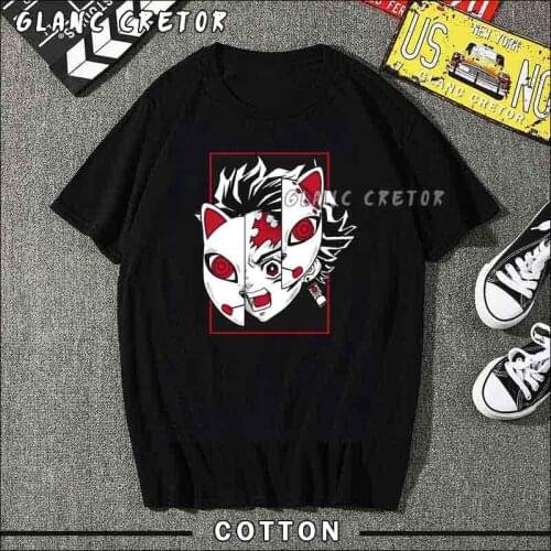 Demon Slayer T Shirt Summer Men TShirt Aesthetic T-shirt Harajuku Streetwear Mens Clothes Anime Short Sleeve Cotton Shirt