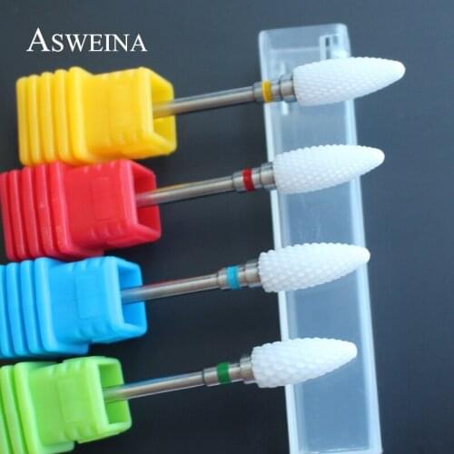 ASWEINA Ceramic Straight Tip Nail Art Drill Bit Milling Cutter For Nail Electric Drill Manicure Machine Device Accessory