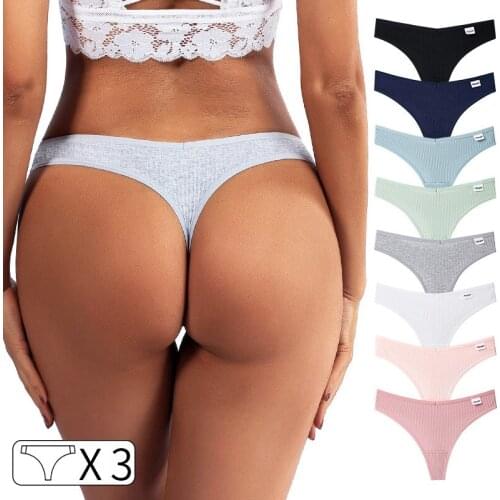 3Pcs Cotton Sexy Women Panties G-string Thong Seamless Underwear Panties Female Underpants Intimates Lingerie Size S-XL