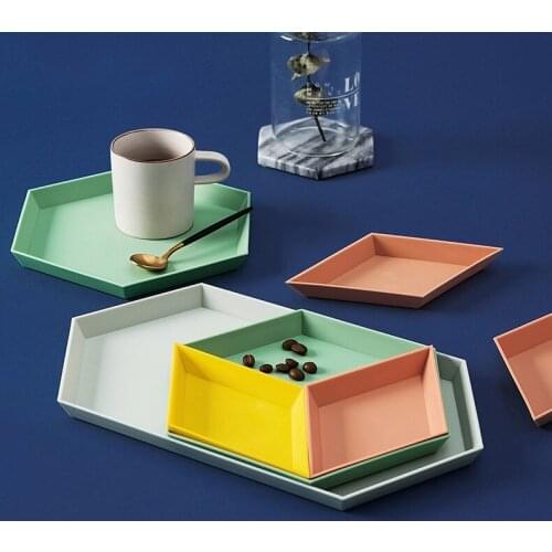 Nordic geometric storage fruit tray creative desktop combination tray four-piece set western food pastry breakfast tray