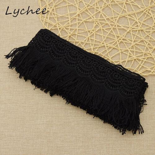 Lychee Black White Tassel Lace Trim Braid Lace Fringe Ribbon Wedding Home DIY Sewing Soft Cloth Garment Decoration