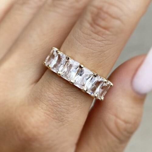 Fashion 925 Sterling SILVER ENGAGEMENT WEDDING Rings for Women Men Luxury Pave Square Diamond Jewelry 18K gold ring Wholesale