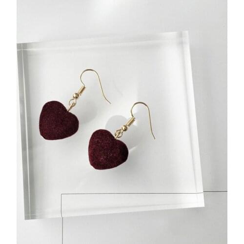Fashion Women Velvet Sweet Heart Drop Dangle Hook Earrings Eardrop Gift Jewelry dropshipping