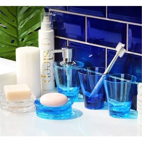 Bathroom Accessories Set Organic Glass Soap Dispenser Gargle Cup Soap Dish Bath Product 4 Pieces Set Free Shipping Wedding Gift