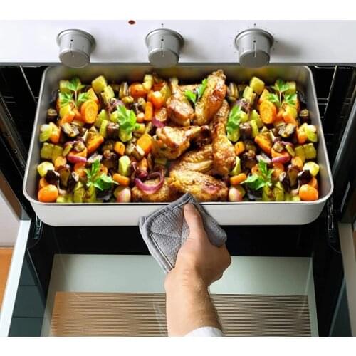 Hot Lasagna Pan Set of 2 Rectangular Cake Pan Deep Baking Sheet Pans Stainless Steel for Lasagna Cake Brownie