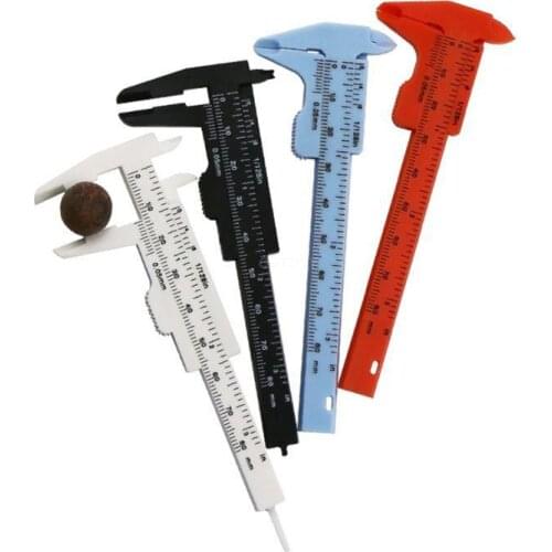 OOTDTY 2pcs 0-80mm Double Rule Scale Plastic Vernier Caliper Measuring Student Mini Tool Ruler