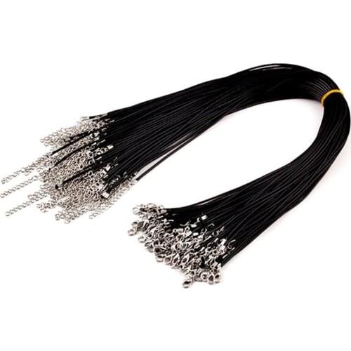 Wholesale 1.5mm Jewelry Clasp Lobster Necklace Black Rope Wax Leather Cord Necklace Lanyard Pendant Cord 50pcs/lot Free Shipping