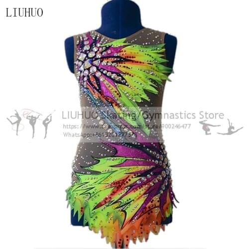 Figure Skating Dress Womens Girls' Ice performance kids gymnastics Leotard Artistic College Costume Multicolor