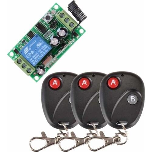 DC12V 1CH RF 315MHZ /433MHZ Receiver Switch Curtain Remote Wireless Remote Control Switch System + 3PCS Transmitter