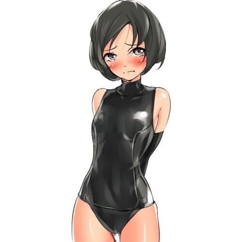 Black Red Erotic Maid Cosplay Swimsuits Black Red Faux Leather Bodysuit Sexy Turtleneck Sleeve Tied Leotard Fetish Sexy Swinwe