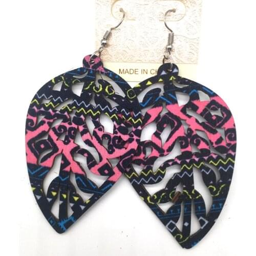 Fabric leaf wooden earrings