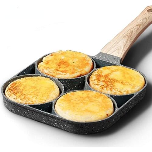 Four-Hole Frying Pot Pan Thickened Omelet Pan Non-Stick Egg Pancake Steak Pan Cooking Egg Ham Pans Breakfast Maker Cookware