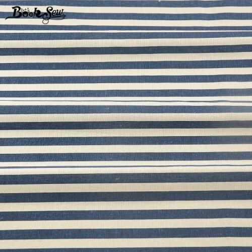 Booksew Dark Blue Strip Cotton Linen Fabric Tissu For Bag TableCloth Curtain Decoration Zakka Sewing Material Home Textile