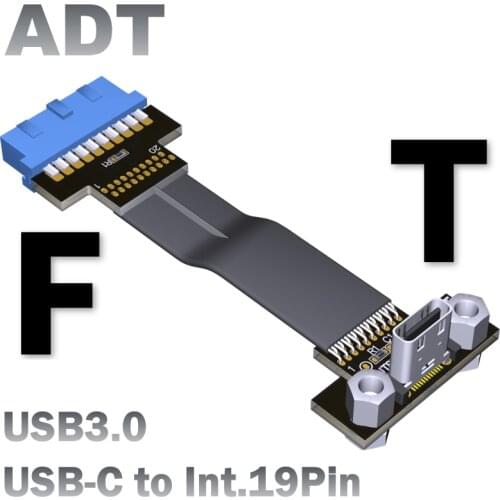 USB 3.1 Type C To Internal Mainboard 19Pin/20Pin Ribbon EMI shielding Flat Cable FPC 90 degree Angle Connector up downward