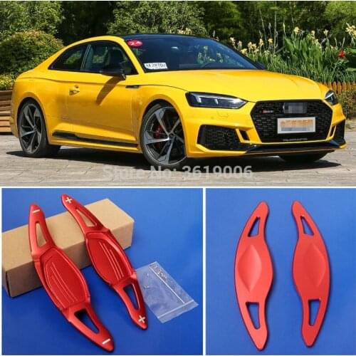 2pcs High Quality Aluminum Car Steering Wheel Shift Paddle Shifter Extension For Audi RS5 2017-19 car styling No Logo