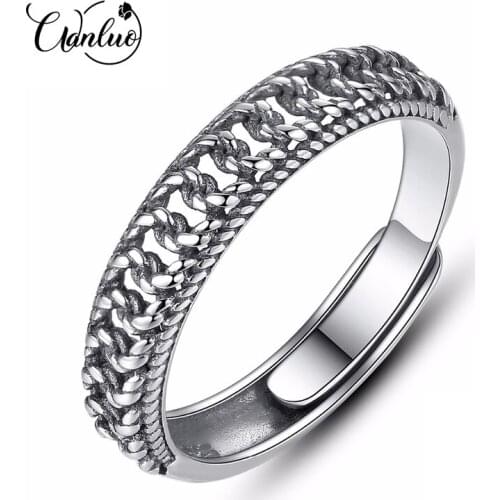 WANLUO Brand Trendy Exquisite Ventines Cuff Rings for Women Men Genuine 925 Sterling Silver Open Size Knuckle Ring Fine Jewelry